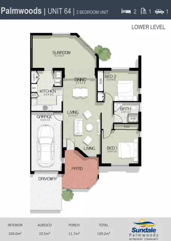 Unit 64 - Refurbished 2-Bed with Multi-Purpose area