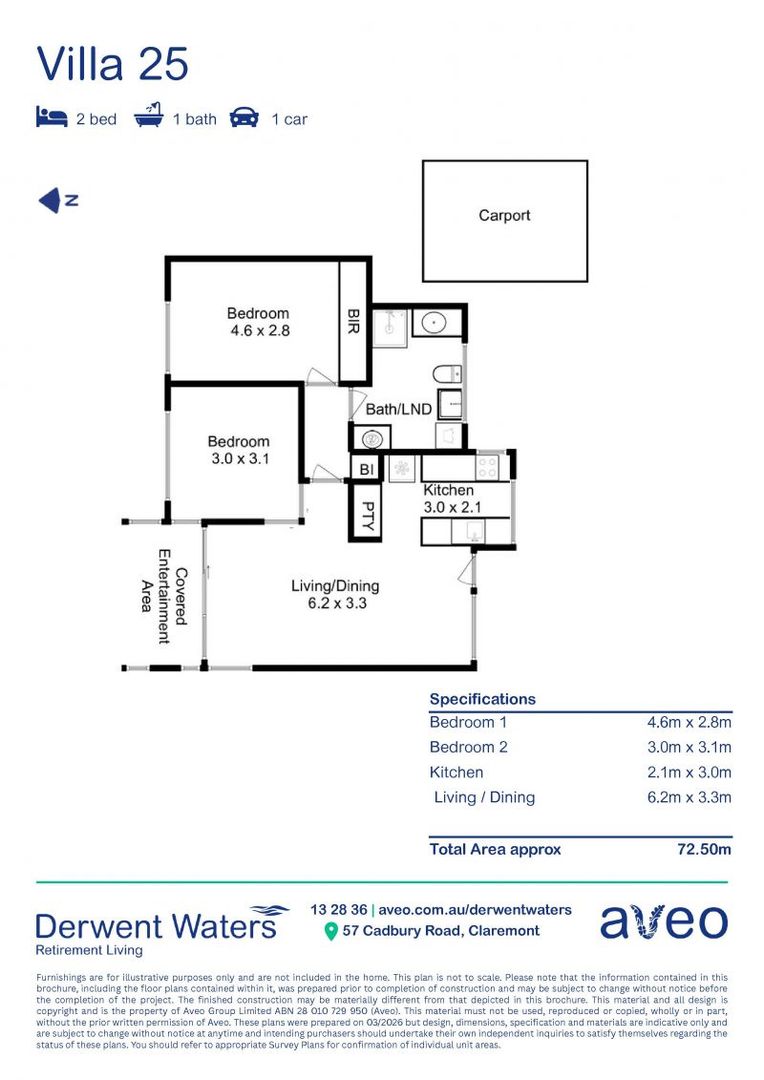 North Facing Villa With Views of Derwent River