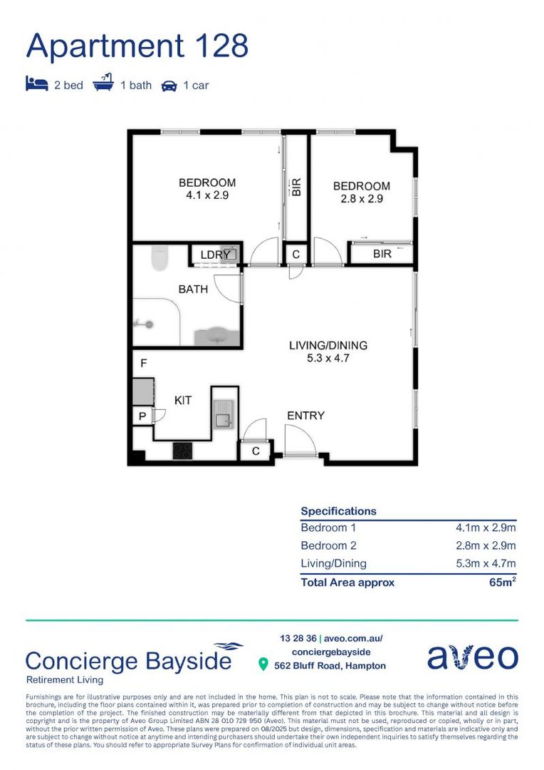 Spacious and bright two-bedroom apartment