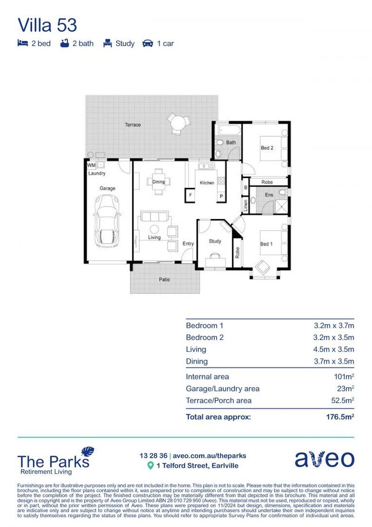 Great sized two-bedroom villa with large outdoor patio