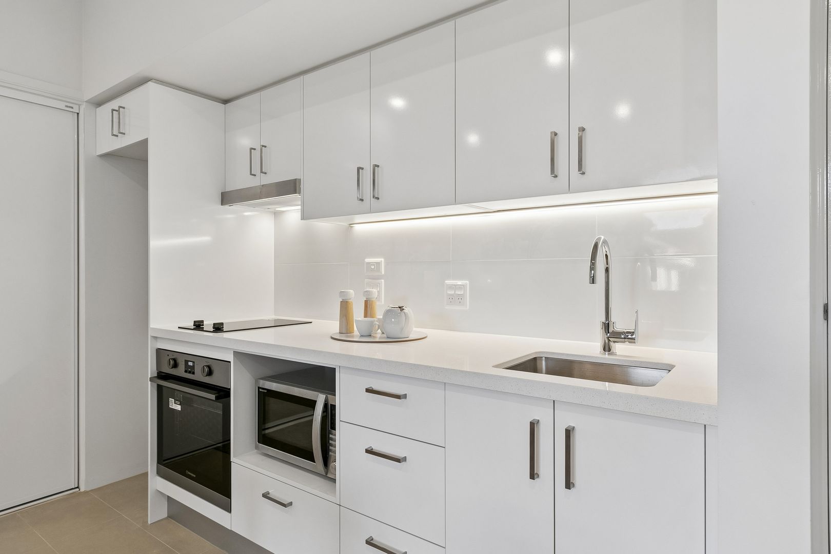 Modern studio apartment with a new kitchen