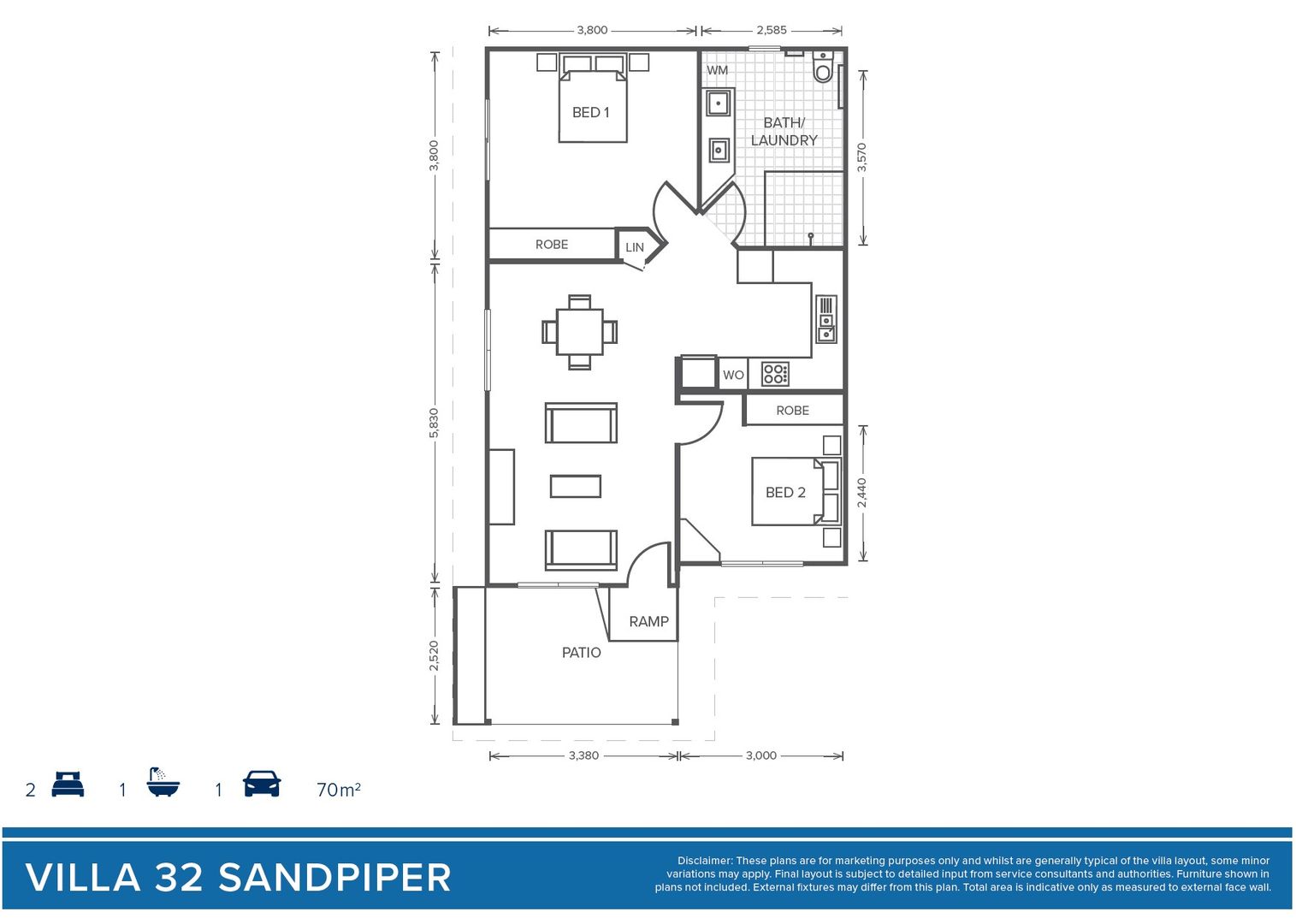 Villa 32 - Oak Tree Retirement Village Boronia Heights - 2 Bed + 1 Bath