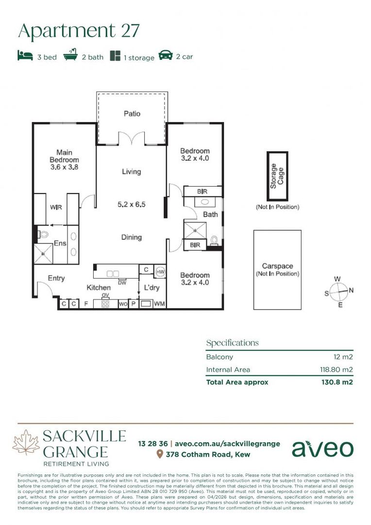 Spacious three-bedroom apartment with garden views