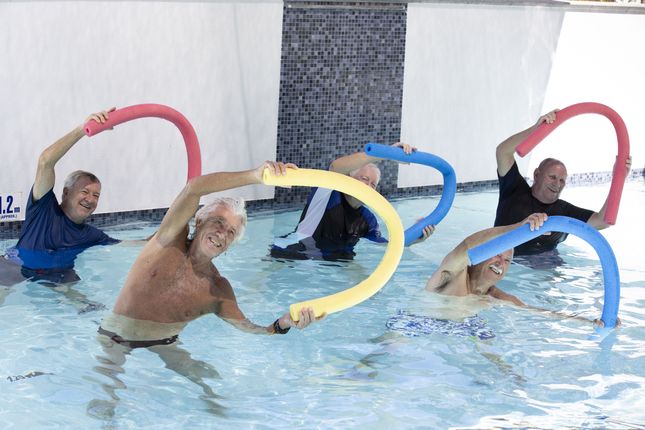 The male-only aqua aerobics class at Shine Birtinya in action