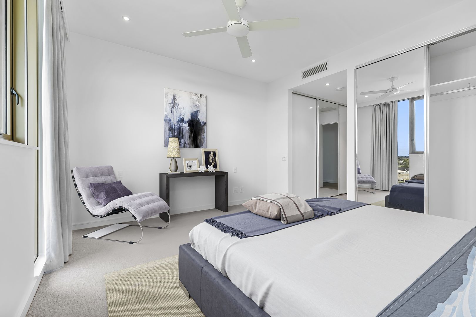 High-level luxury one-bedroom apartment with a light and bright interior and private balcony