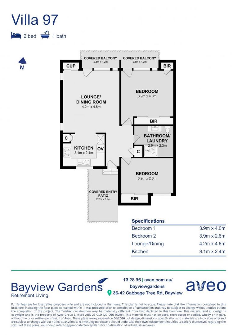 Light-filled two-bedroom villa