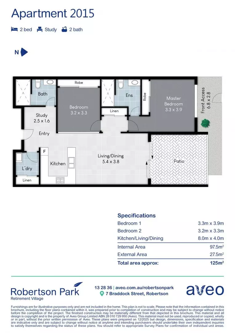 Light, bright and spacious two-bedroom apartment