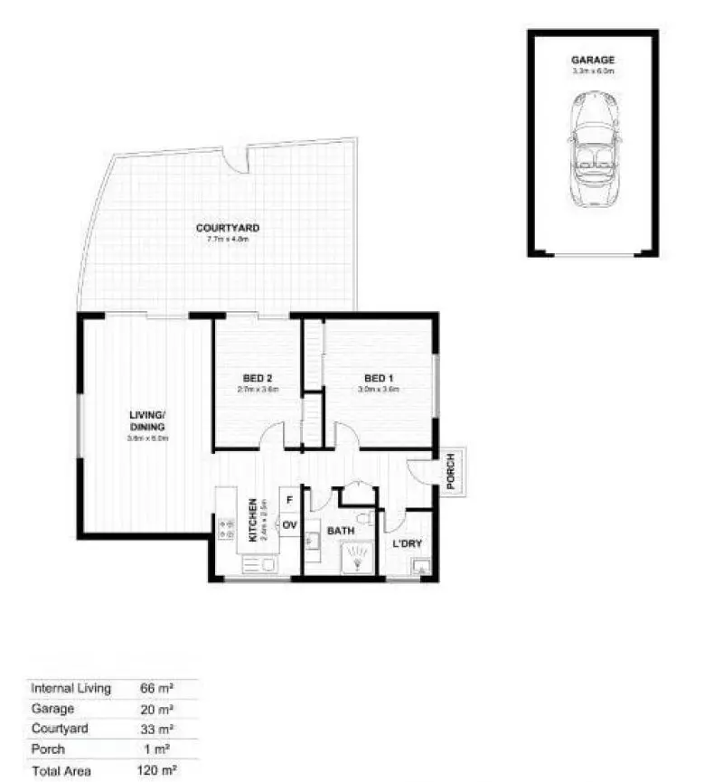 Modern, Spacious Living with Large Sunny Courtyard and Single Garage