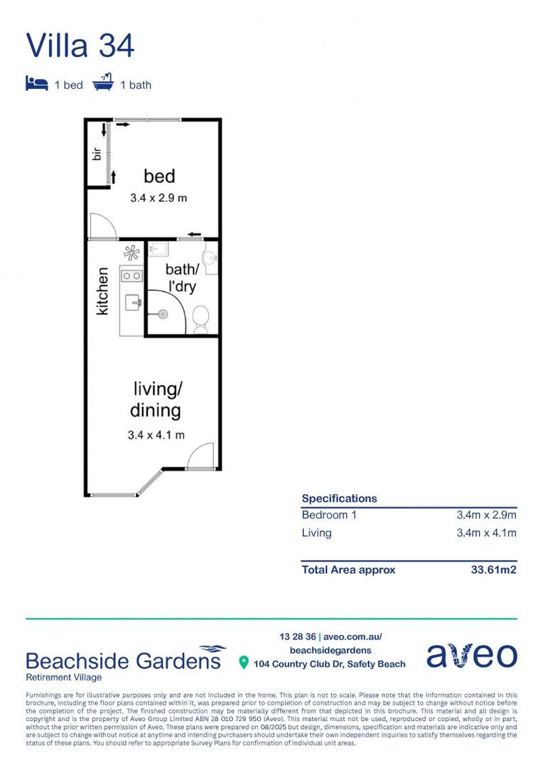 Newly renovated one-bedroom villa close to the community centre