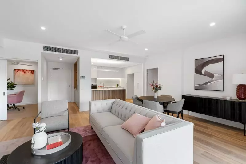 Enjoy a large balcony overlooking the village gardens