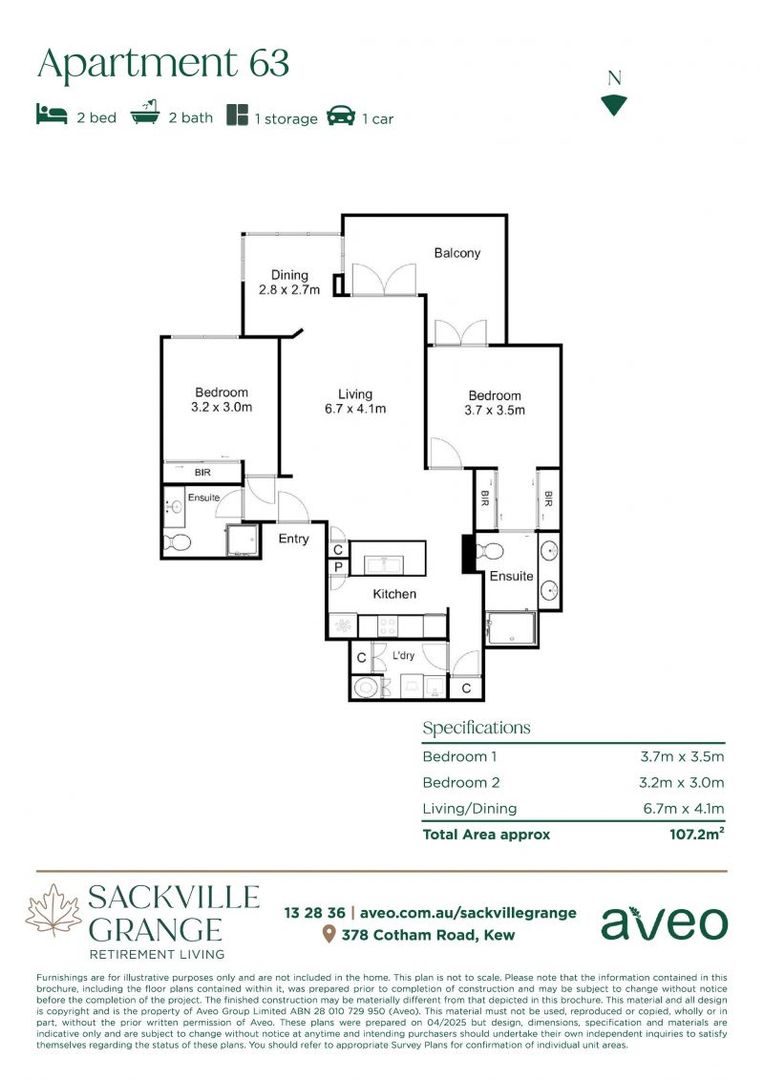 Spacious two-bedroom apartment facing the park