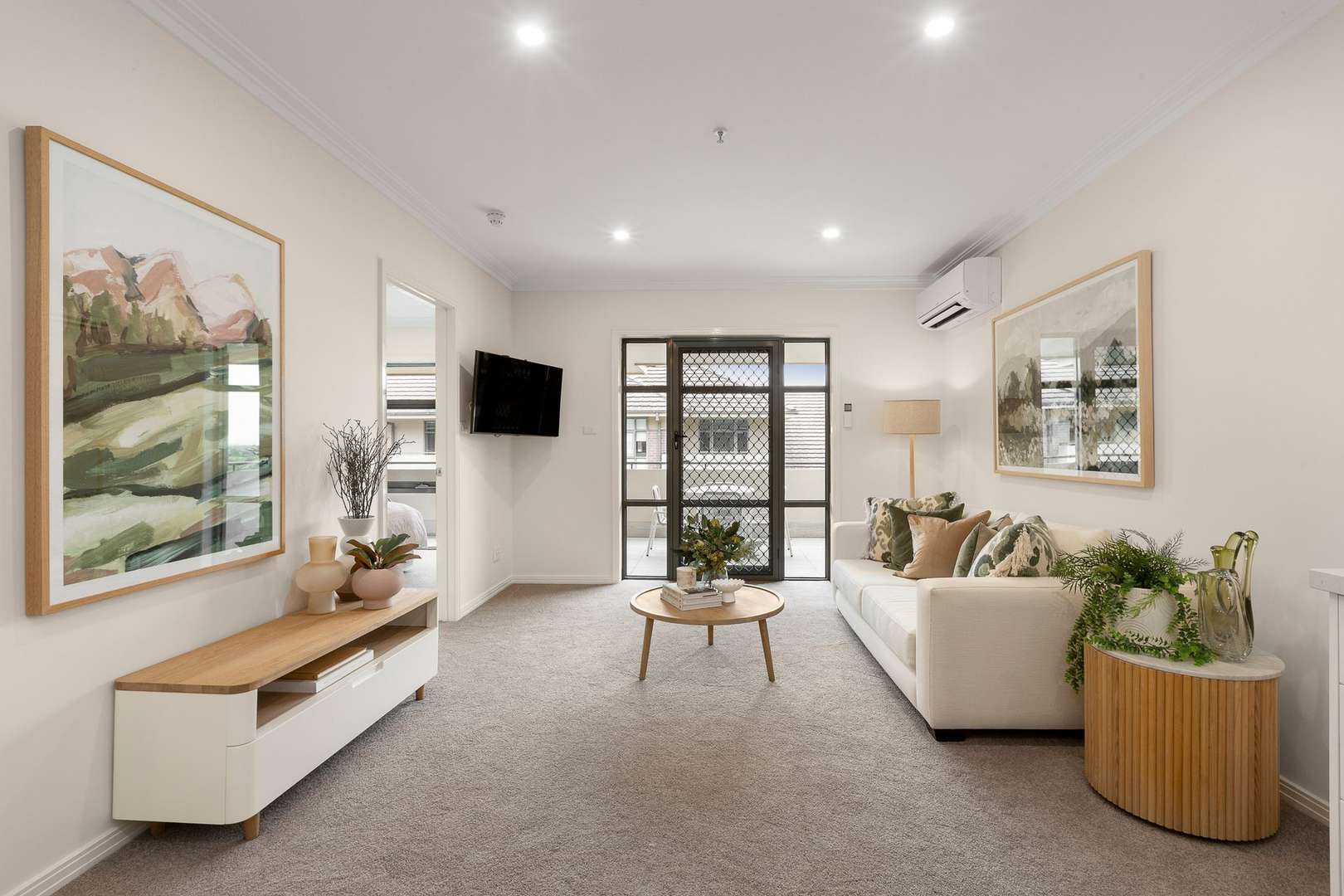 Courtyard-facing apartment on level 3 with serene views