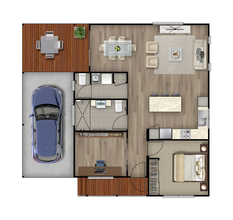 One bedroom plus Study and Open Plan Living