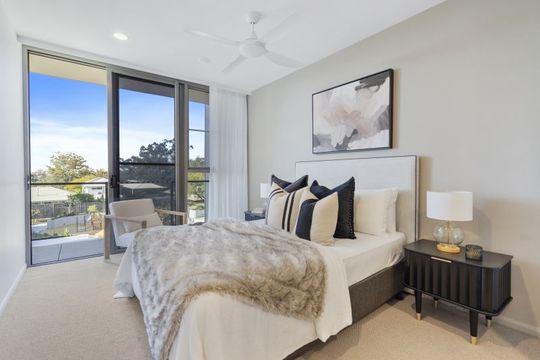 North-facing two-bedroom apartment with Brisbane skyline views