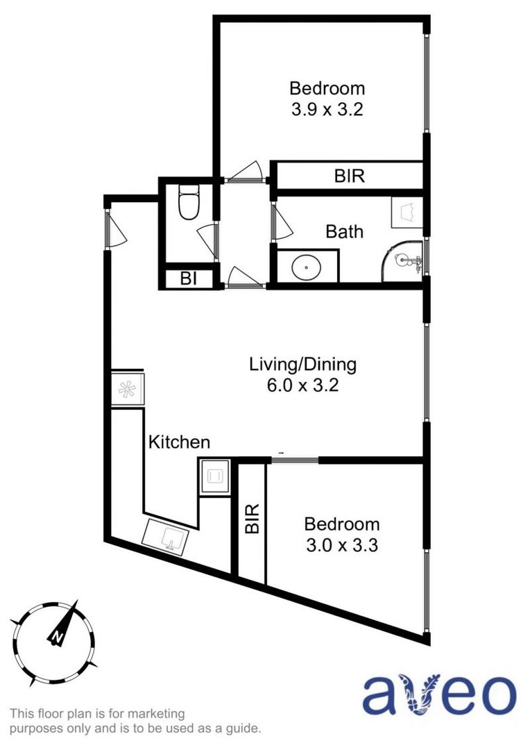 Two-bedroom apartment with water glimpses of Derwent river