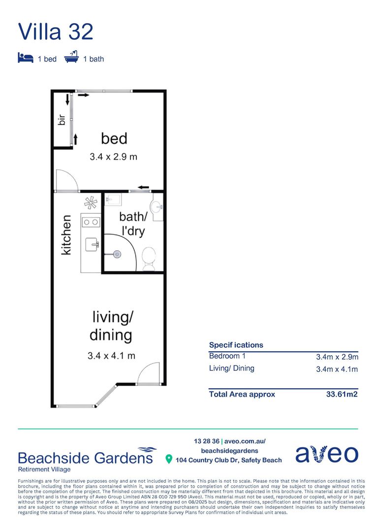 One-bedroom with private courtyard + bushland outlook