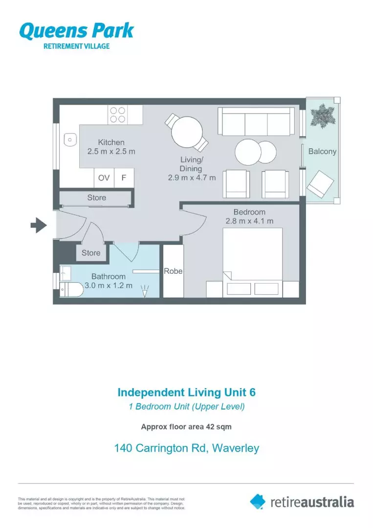 Stunning 1 bedroom unit with large open plan living/kitchen area.