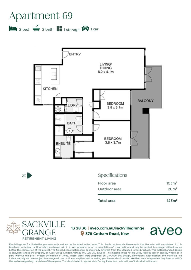 Stylish north-facing two-bedroom apartment!
