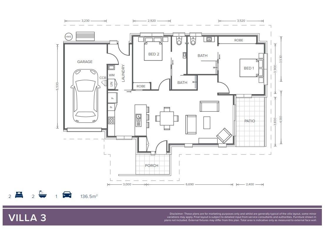 Oak Tree Retirement Village Moss Vale - 2 Bedroom + 2 Bathroom Villas 3 & 30