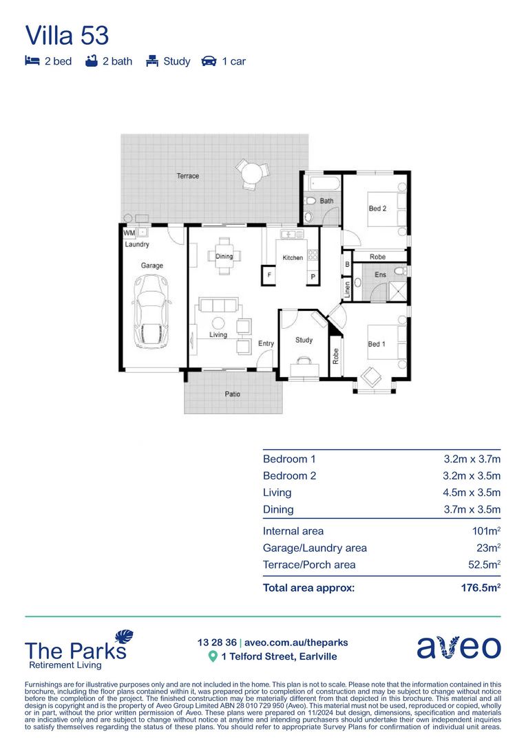 Great sized two-bedroom villa with large outdoor patio