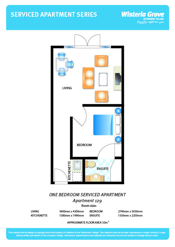 Assisted living apartment in vibrant retirement village