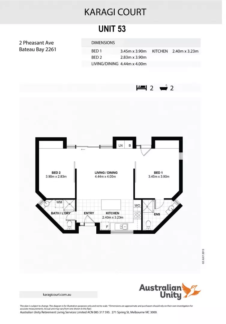 Spacious ground floor 2 bedroom unit