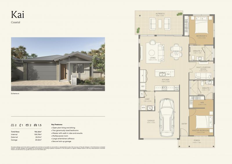 Step into the Kai - a thoughtfully designed home that blends relaxed coastal charm with practical modern living.