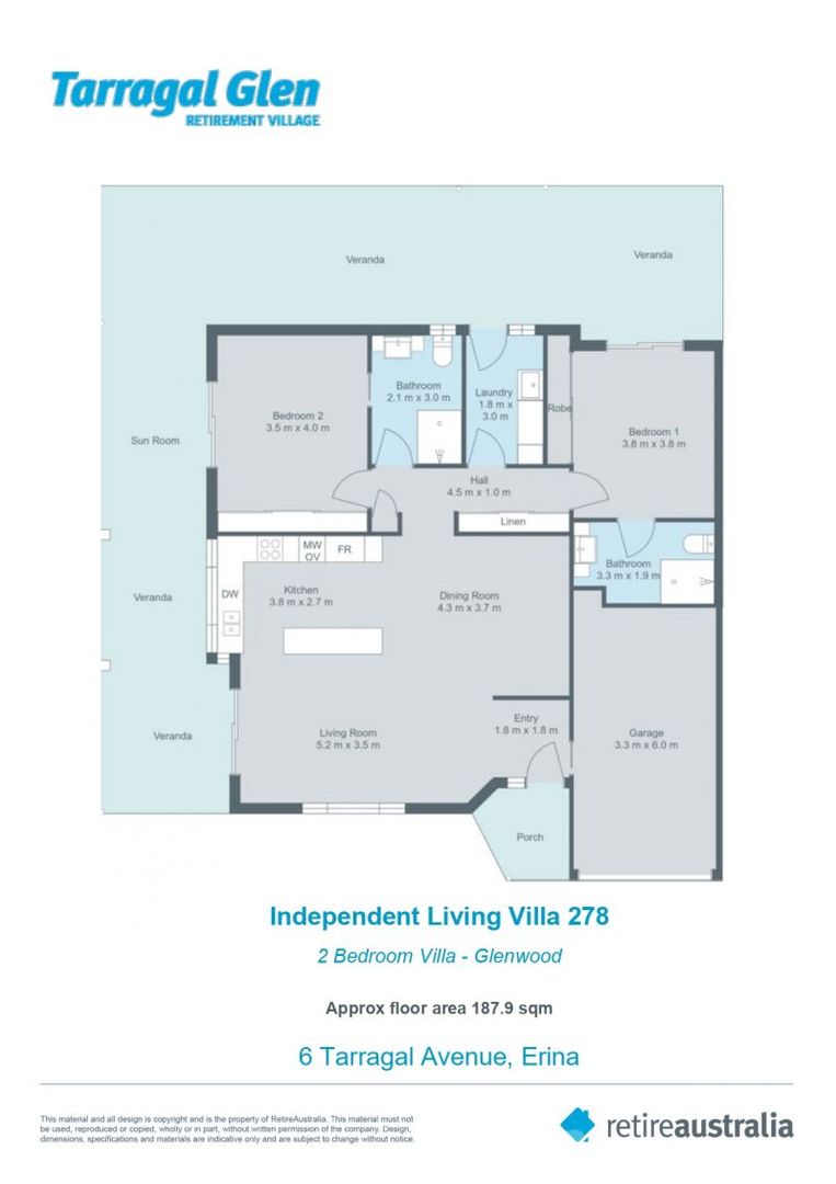Set in a private enclave of Tarragal Glen Retirement Village