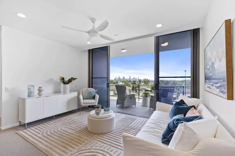 North-facing two-bedroom apartment with Brisbane skyline views