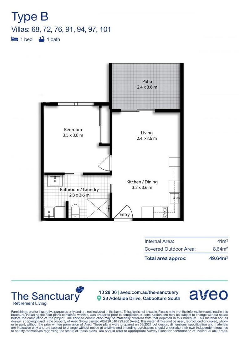 Modern 1-bedroom villa with fenced yard