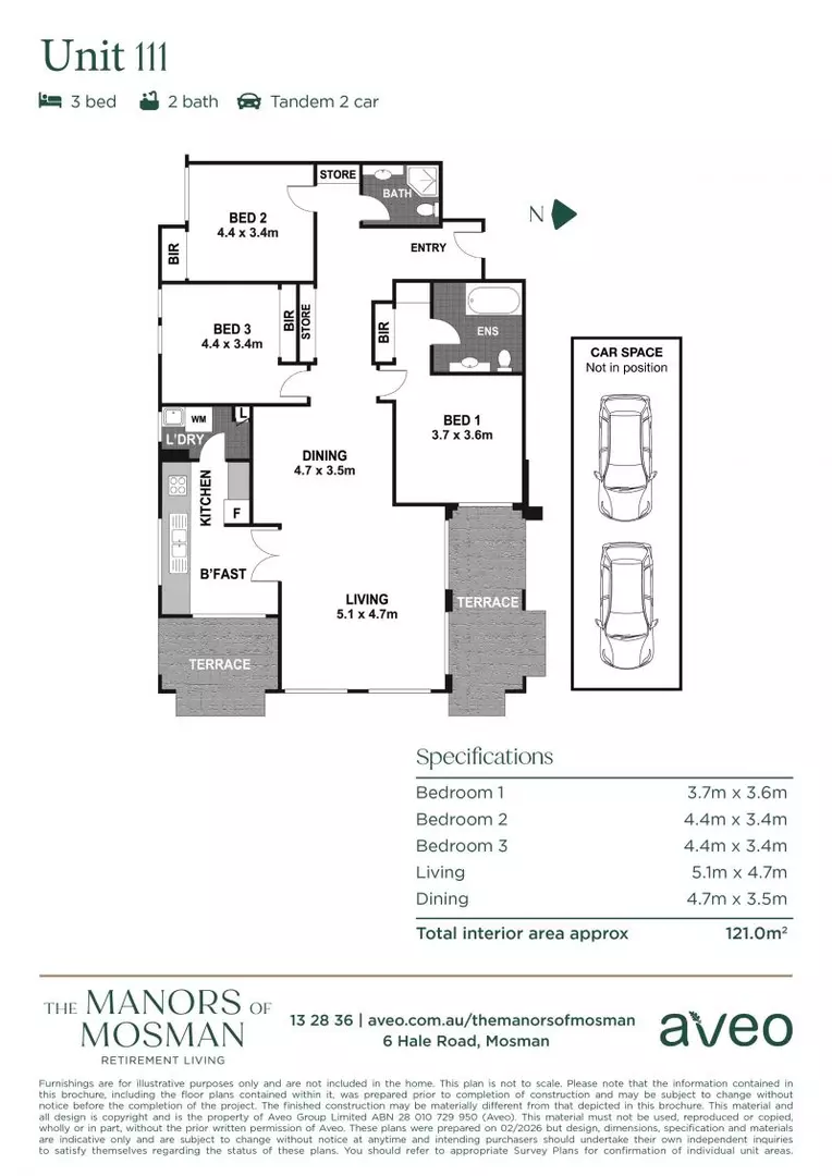 Contemporary three-bedroom apartment in a prime village setting