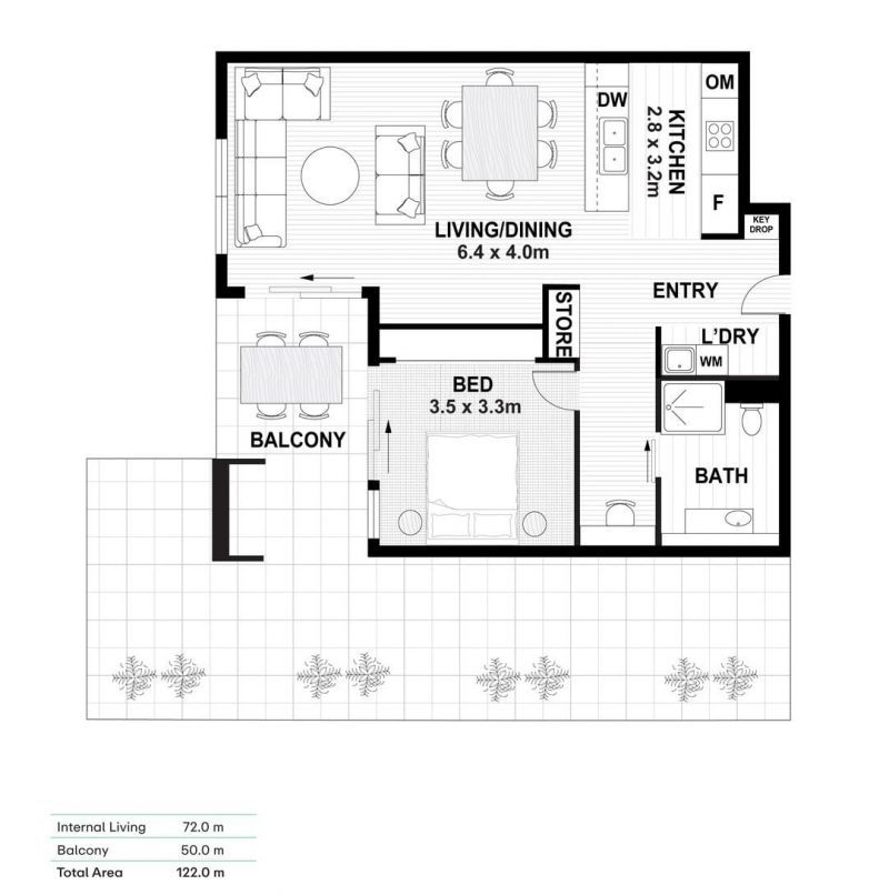 Oversized one bedder with lake views