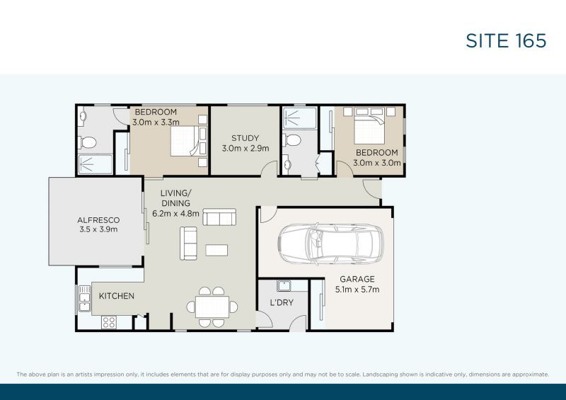 Stylish Two Bedroom Home with Study