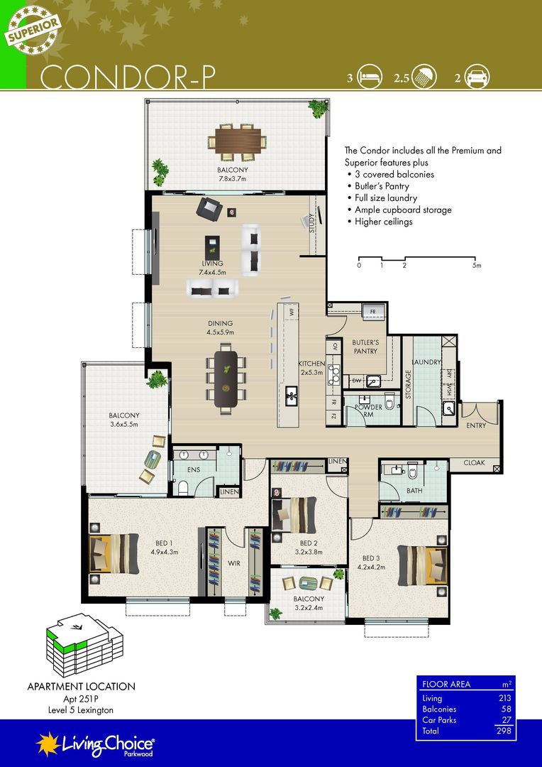 Penthouse perfection with amazing golf course views