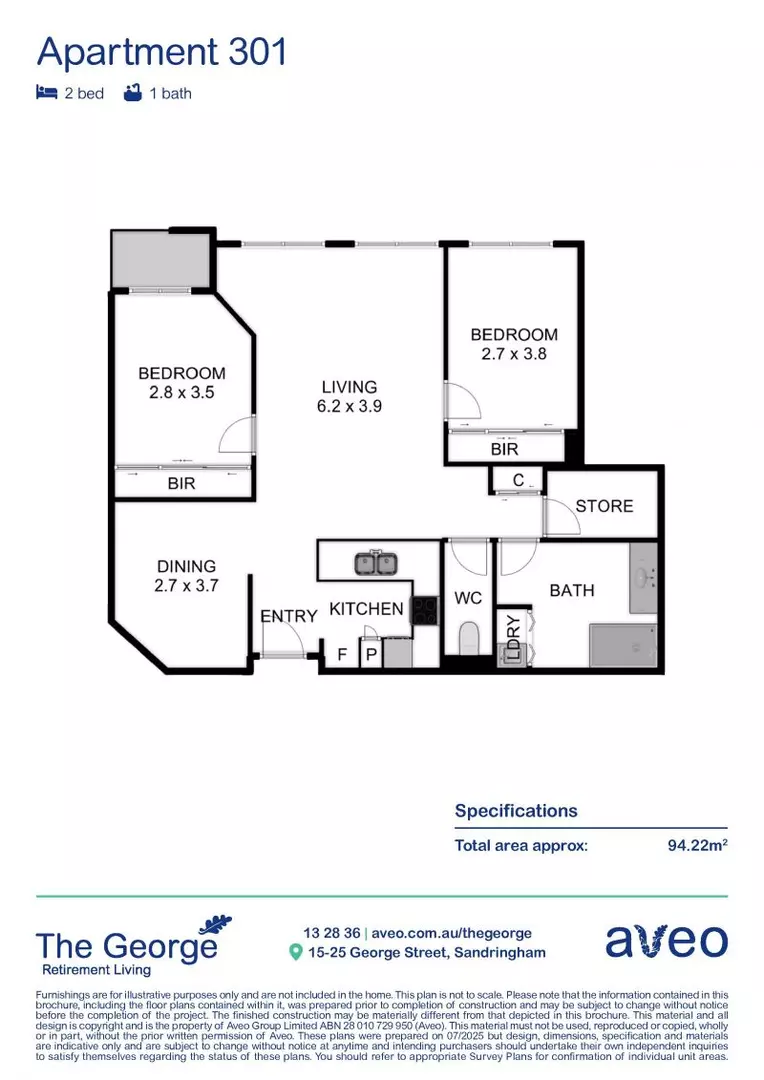 Large two-bedroom apartment on the third floor