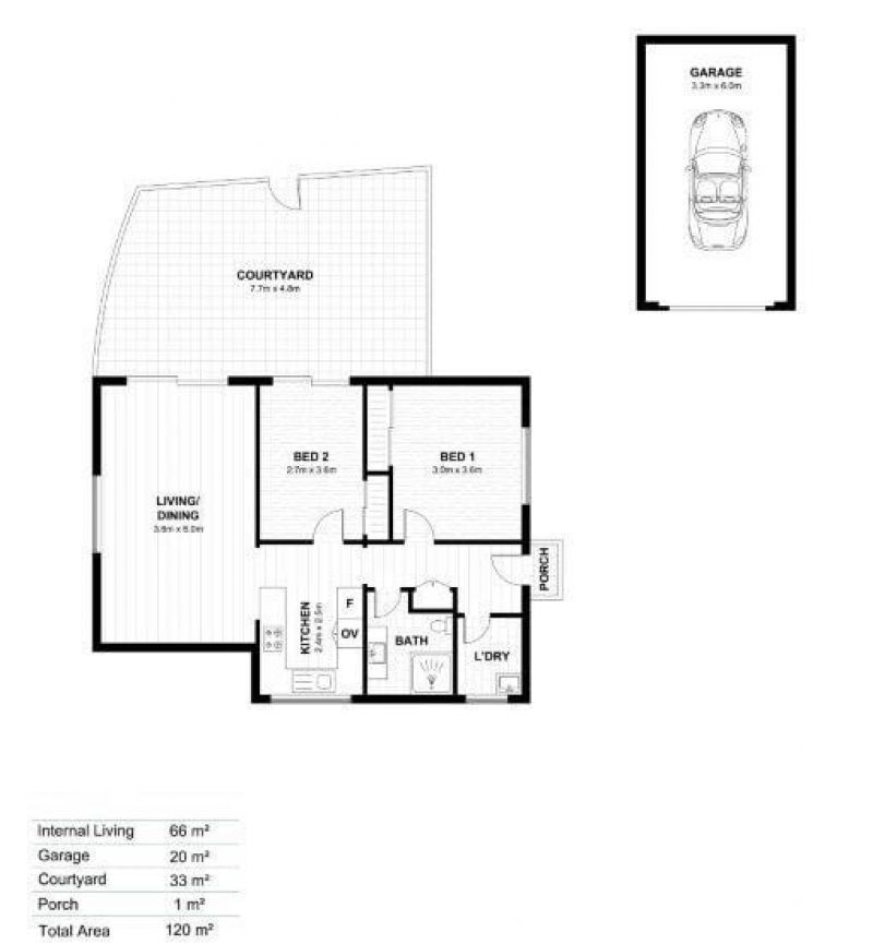 Modern, Spacious Living with Large Sunny Courtyard and Single Garage