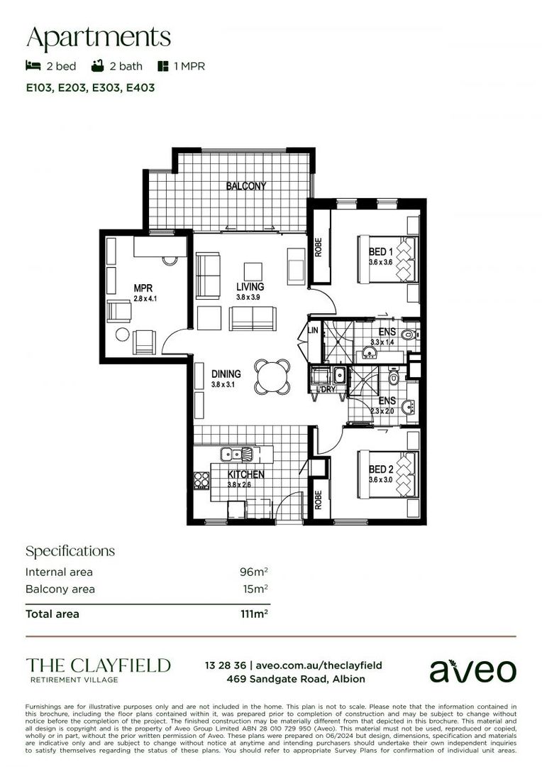 Spacious two-bedroom plus study