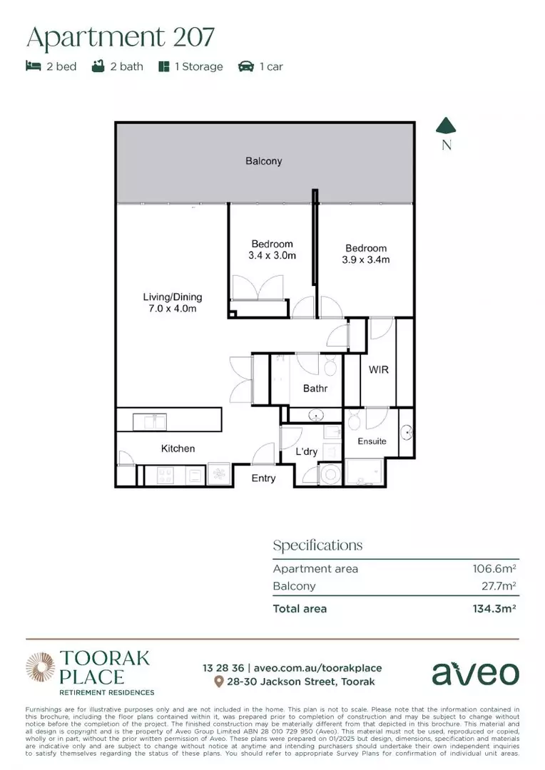 North-facing 2-bedroom apartment with views!