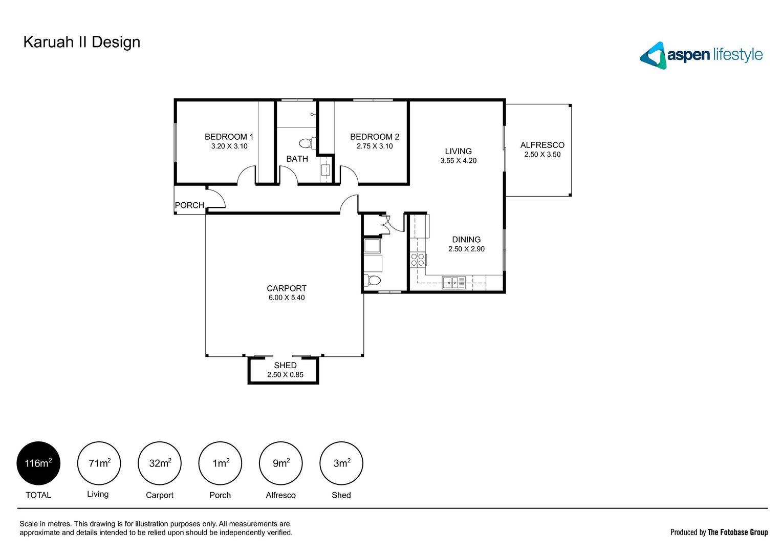 Modern 2 bed home and double carport