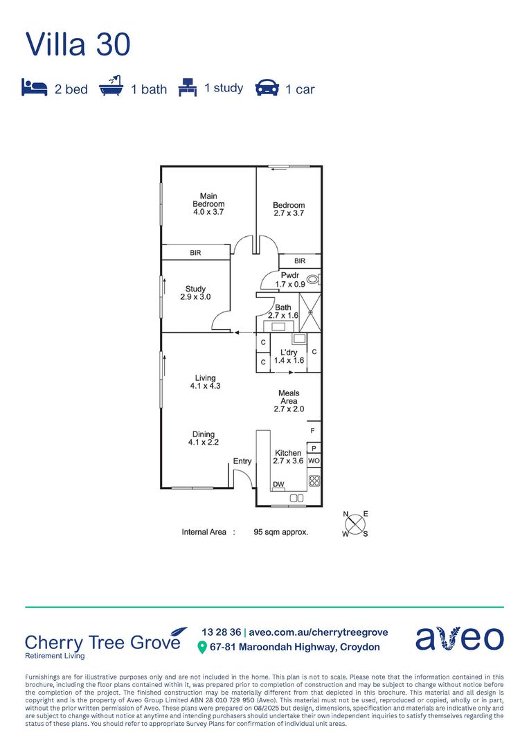Well positioned two-bedroom plus study villa