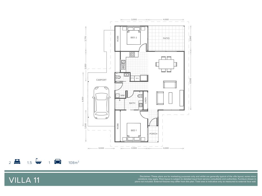 Villa 11 | 2 Bed 1.5 Bath Martin St