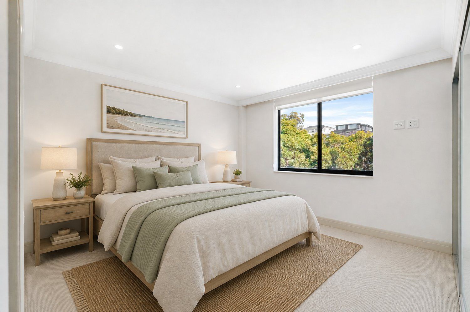 Spacious Three-Bedroom Apartment with Bayside Balcony View