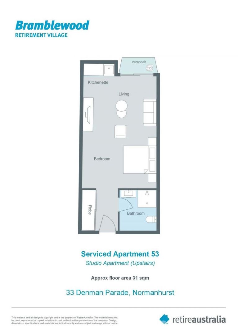 Sunny North facing studio apartment with terrace overlooking luscious green gardens.