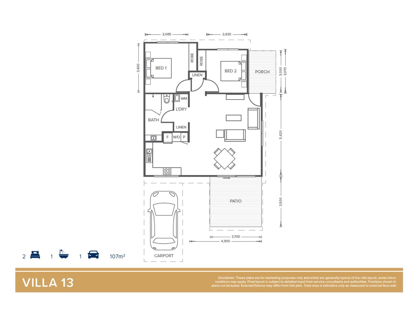 Villa 13 | 2 Bedroom +  1 Bathroom 