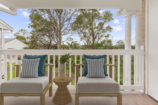 An elegant, fully renovated one-bedroom unit overlooking gardens.