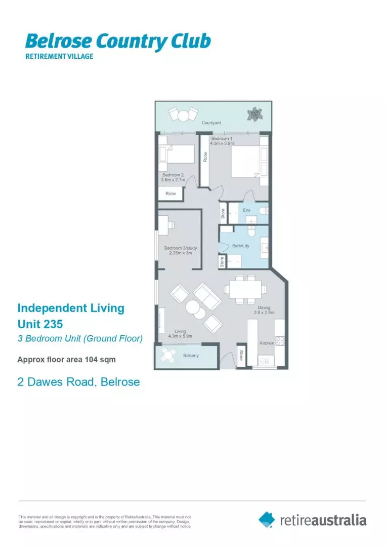 Immaculately maintained 3 bedroom unit with modern look situated in the centre of the village