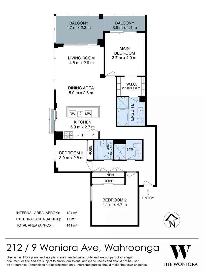 Elevated North-Facing 3 bedroom 2 Bathroom Apartment at The Woniora