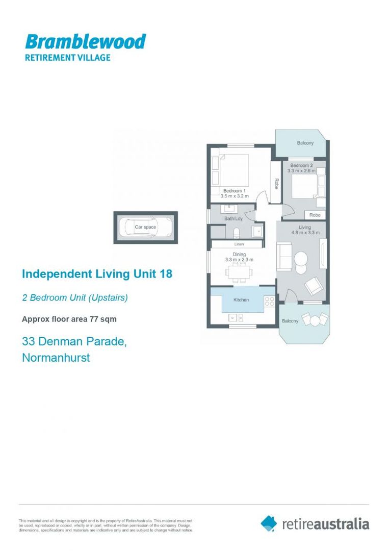 Newly renovated 2 bedroom elevated apartment set amongst tranquil grounds of the village.