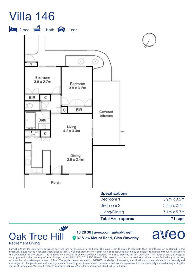 Beautiful two-bed villa on a large block