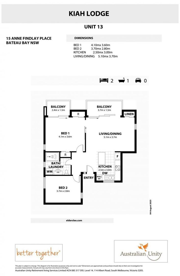 Over 55's 2 Bedroom, One Garage Upper Level Unit!